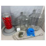 Home Brewing Supplies, Glass Carboys, Bottle Drying Rack, Etc