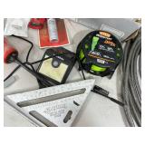 Assorted Hardware, Long Cable Lock, Tools, and More