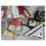 Assorted Hardware, Long Cable Lock, Tools, and More