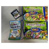 Assorted Candy, Chocolate Popcorn, Fruit Chews, Blow Pops, Gummies, and More