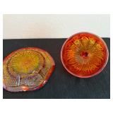 Vintage Iridescent Carnival Glass Round Butter Dish