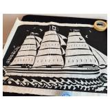 Canadian Rice Paper Original Art Print From Artist Gruel Plus Pottery Dolphin Container from Greece