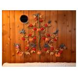 Metal Mexican Tree of Life Hanging with Apples, Birds, Leaves