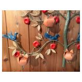 Metal Mexican Tree of Life Hanging with Apples, Birds, Leaves
