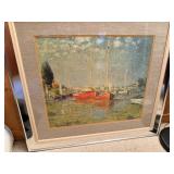 Claude Monet Argentezuil Sailboat Print in Professional Matted Frame