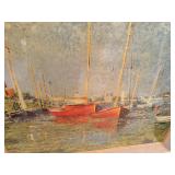 Claude Monet Argentezuil Sailboat Print in Professional Matted Frame