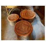 Nesting Stools/Baskets and Rattan Chair