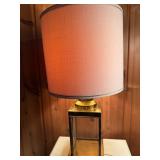 Vintage Brass Lantern Lamp With Shade on White Occasional Table