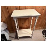 Vintage Brass Lantern Lamp With Shade on White Occasional Table