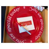 Love is Indiana Glass Red Footed Candy Dish with Special Plate, Stunning Vase and Ceramic Heart