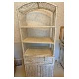 Wicker Cabinet with Drawer, Shelves & Doors