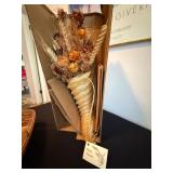 Handcrafted North Dakota Wheat Arrangement and Longaberger Market Basket with Divider and Plastics