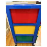 Multi-Colored Plastic Rolling Cart
