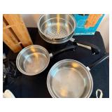 Kitchen Set of Salad master Pots With Lids, Salad master Knives, Dru pot Made in Holland, Sunbeam Mixer and Coffee Cup Warmer,