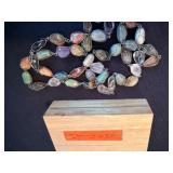 Sterling Wire Wrapped Jade Agates with Wooden Box