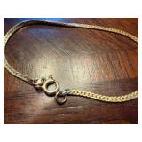 14 Carat Gold Bracelet & Italian Vintage Micro Mosaic Gold Tone Orange/Blue Floral Specialty Pin