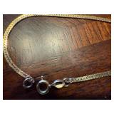 14 Carat Gold Bracelet & Italian Vintage Micro Mosaic Gold Tone Orange/Blue Floral Specialty Pin