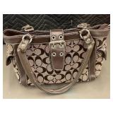 Coach Signature Brown and Tan Satchel Handbag