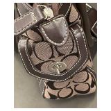 Coach Signature Brown and Tan Satchel Handbag