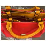 Set of 2 Designer Handbags - Red with Orange Accents and White with Tags