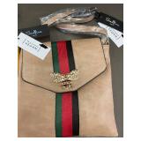 Set of 2 Vegan Leather Shoulder Bags with Bee Ornament