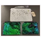 Set of 3 Sequin and Faux Leather Wristlets by Handbag Republic