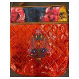 Set of Le Miel Quilted Embroidered Shoulder Bag and Snakeskin Pattern Wallet