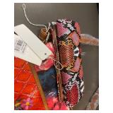 Set of Le Miel Quilted Embroidered Shoulder Bag and Snakeskin Pattern Wallet