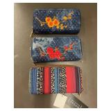 Set of 3 Designer Zipper Wallets with Floral and Tribal Patterns