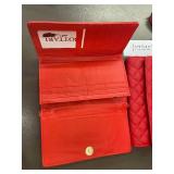 Set of 2 Red Quilted Wallets with Strap