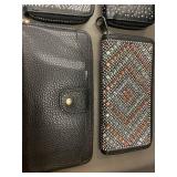 Set of 4 Beaded and Faux Leather Wallets with Wrist Straps