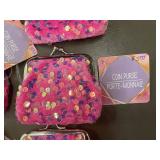 Set of 9 Sequin Coin Purses in Pink and Blue
