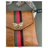 Set of 2 Stylish Vegan Leather Crossbody Bags with Bee Emblem
