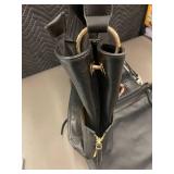 2 Black Leather Handbag with Dual Compartments