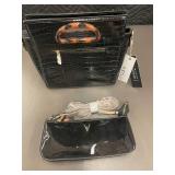 Isabelle PETA Approved Vegan Black Handbag and Matching Clutch Set
