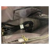 Black Crocodile Embossed Handbag with Gold Hardware