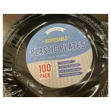 200 Disposable Plastic Plates - 6 Inches, Black