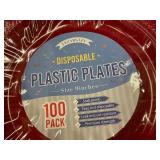 200 Count Disposable Red Plastic Plates 9 Inches