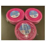 Set of 3 Packs of 100 Disposable Pink Plastic Plates