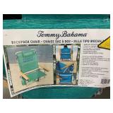 Tommy Bahama Backpack Beach Chair with Cooler Pocket and Hardwood Arms