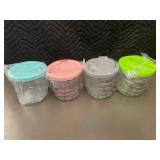 Set of 4 Plastic Storage Containers with Colorful Silicone Lids