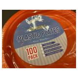 Lot of 2 Packs of 100 Disposable Plastic Plates, 9 Inch