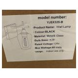Set of 2 Black Metal and Glass Wall Lamps YJSX325-B