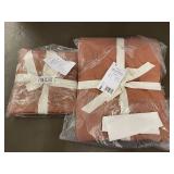 Set of Twin XL Linen Bed Skirt and Euro Sham in Terracotta