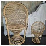 2 Vantage Ratan Fan-back Peacock Wicker Chairs