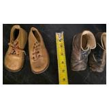 Antique early 20th century leather baby doll shoes