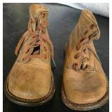 Antique early 20th century leather baby doll shoes