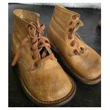 Antique early 20th century leather baby doll shoes