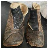 Antique early 20th century leather baby doll shoes