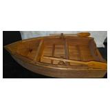 Handcrafted wooden rowboat/skiff